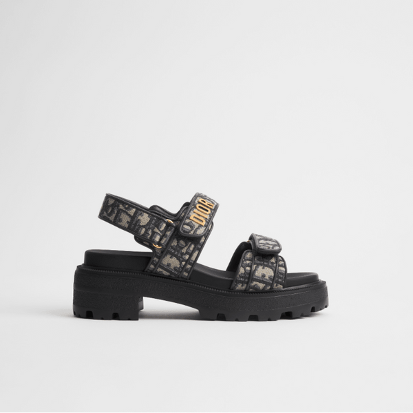 Dior Act Platform Sandal Cotton Embroidered With Deep Blue Dior Oblique Motif - BEAUTY BAR