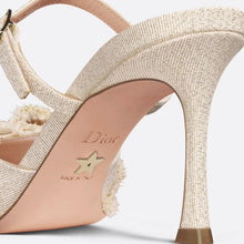 Dior Adiorable Heeled Mule Gold-Tone Fringed Laminated Grosgrain