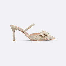Dior Adiorable Heeled Mule Gold-Tone Fringed Laminated Grosgrain