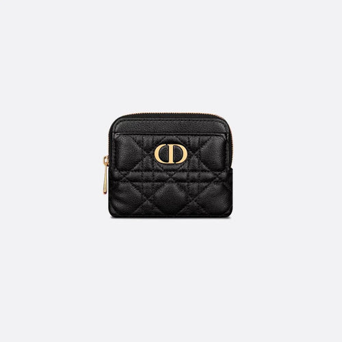 Dior Caro Lavender Wallet Black Supple Cannage Calfskin
