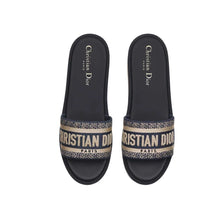Dior Dway Platform Slide Deep Blue Embroidered Cotton - BEAUTY BAR