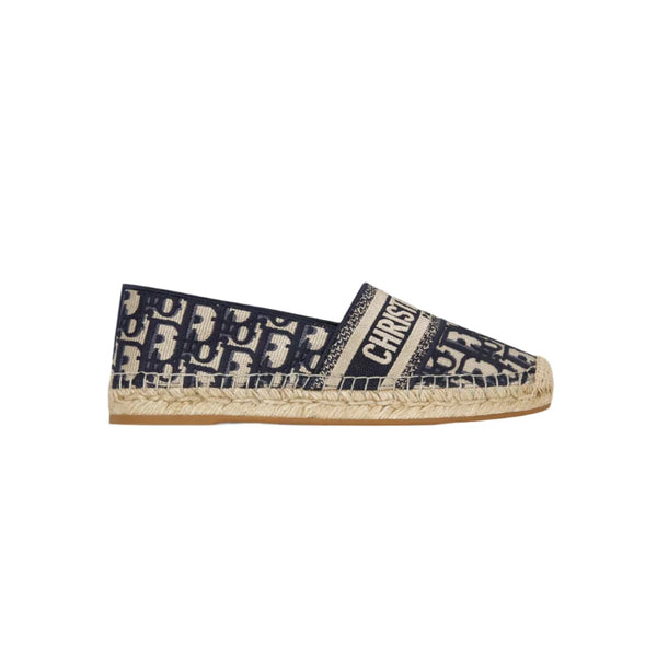 Dior Granville Espadrille Deep Blue Dior Oblique Embroidered Cotton - BEAUTY BAR