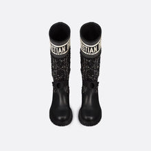 Dior-Major Boot Black And White Cannage Tweed and Black Calfskin