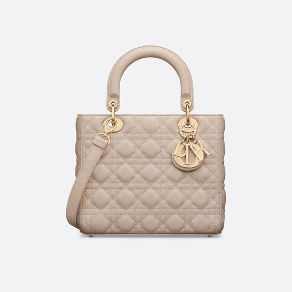 Dior Medium Lady Dior Bag Powder Beige Cannage Lambskin - BEAUTY BAR