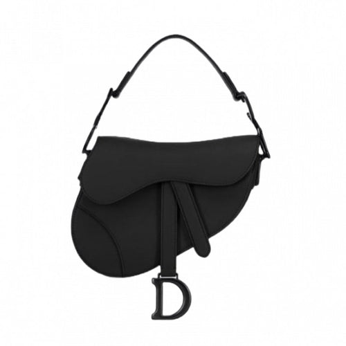Dior Mini Ultramatte Black Saddle Bag Grained Leather