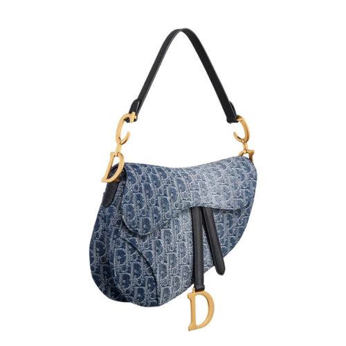 Dior Saddle Bag With Strap Blue Denim Dior Oblique Jacquard