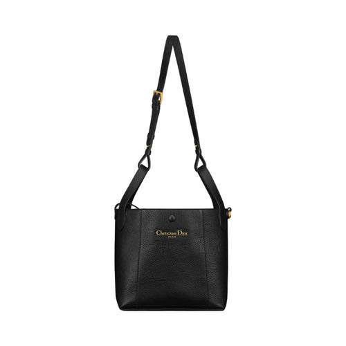 Dior Signature Bucket Bag Black Leather Structured Shoulder Bag