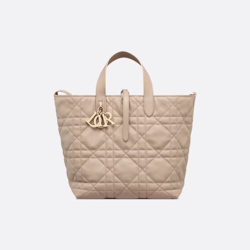Dior Toujours Medium Vertical Tote Bag Macrocannage Calfskin In Desert Tope