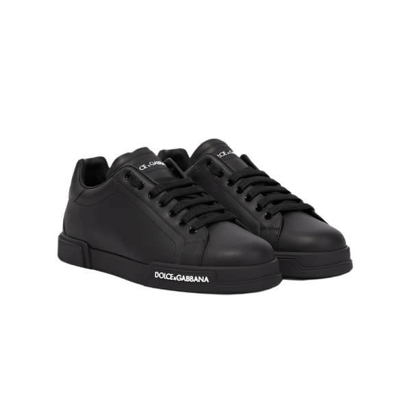 Dolce & Gabbana Men's Black Leather Sneaker - BEAUTY BAR