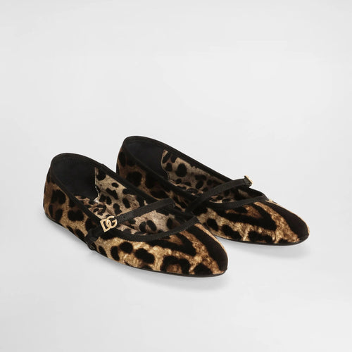 Dolce & Gabbana Velvet Patterned Ballerina Shoes