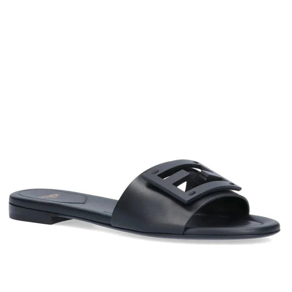 Fendi Baguette Slides Women Leather Black - BEAUTY BAR