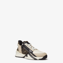 Fendi Flow Sneakers Brown FF Jacquard and Beige Leather Low-Tops
