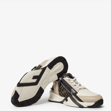 Fendi Flow Sneakers Brown FF Jacquard and Beige Leather Low-Tops