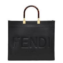Fendi Sunshine Medium Black leather shopper - BEAUTY BAR