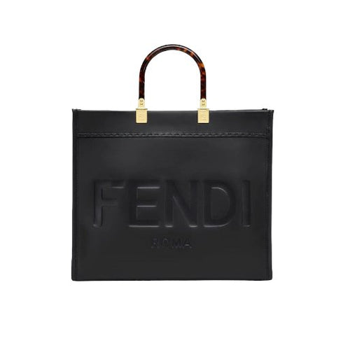Fendi Sunshine Medium Black Leather Shopper