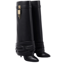 Givenchy Shark Lock Stiletto Leather Knee-High Boots