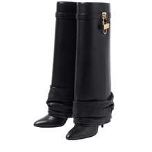 Givenchy Shark Lock Stiletto Leather Knee-High Boots