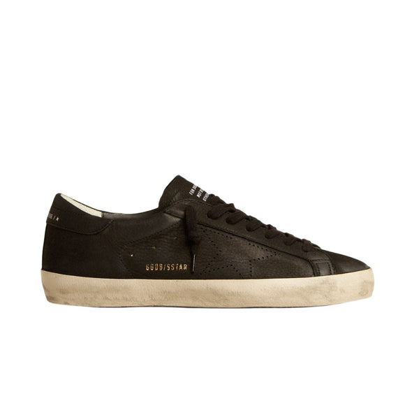 Golden Goose Men's Super - Star In Black Nubuck With Perforated Star And Black Nubuck Heel Tab - BEAUTY BAR