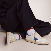 Golden Goose Star In White With Blue Star And Heel Tab