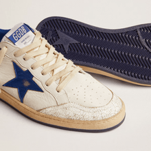 Golden Goose Star In White With Blue Star And Heel Tab