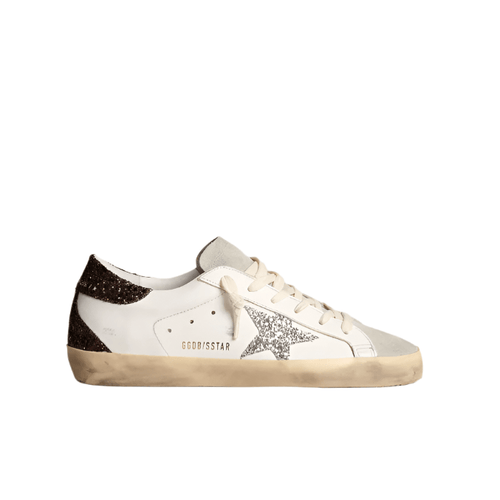 Golden Goose Super-Star Leather Upper Suede Toe Glitter Star Heel And Spur