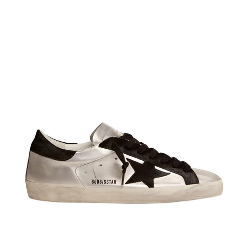Golden Goose Super-Star Sneakers In Silver Leather With Contrasting Inserts
