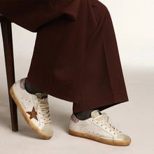 Golden Goose Super - Star With A Tan Star And Pink Glitter Heel Tab - BEAUTY BAR