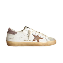 Golden Goose Super - Star With A Tan Star And Pink Glitter Heel Tab - BEAUTY BAR