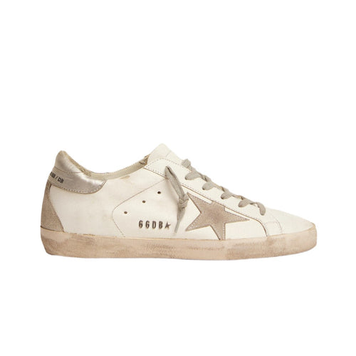 Golden Goose Super-Star With Silver Heel Tab And Metal Stud Lettering