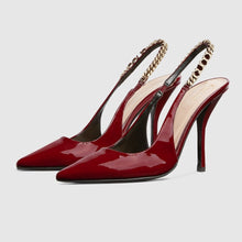 Gucci Signoria Slingback Pump In Red Leathe