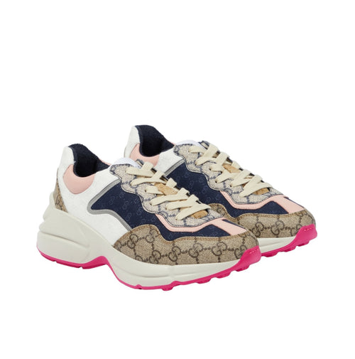 Gucci GG Rhyton Leather-Trimmed Sneakers