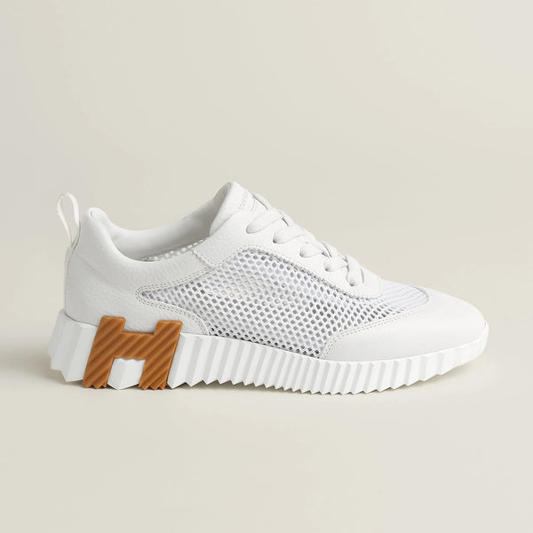 Hermès Bouncing Sneaker All - White With Orange H - BEAUTY BAR