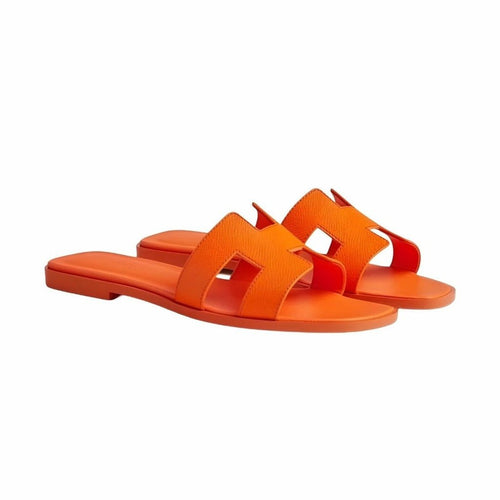 Hermès Oasis Sandals In Orange Epsom Leather