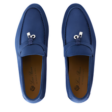 Loro Piana Summer Charms Walk Suede Blue Loafers