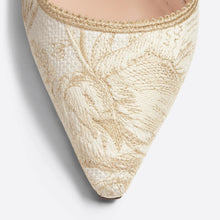 J'Adior Slingback Pump White And Gold-Tone Cotton Embroidered Heels - BEAUTY BAR