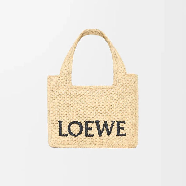 Loewe Mini Loewe Font Tote In Raffia For Women - BEAUTY BAR