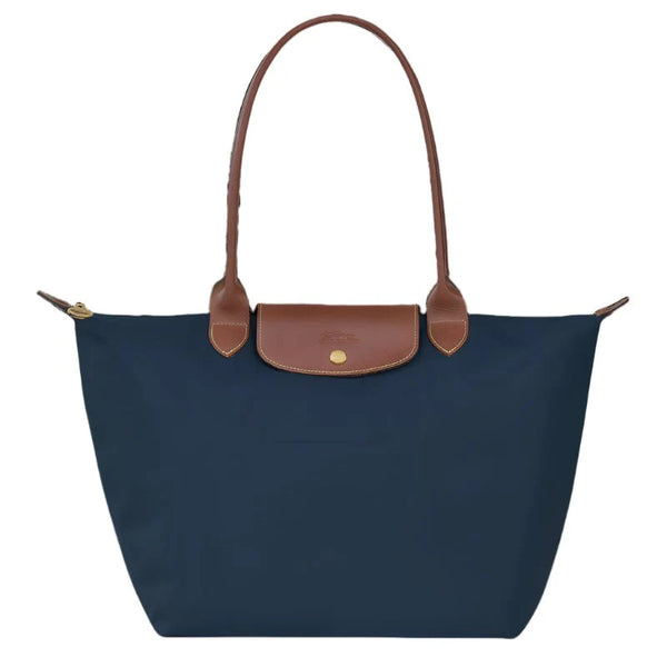 Longchamp Le Pliage Medium Shoulder Bag Blue And Brown - BEAUTY BAR