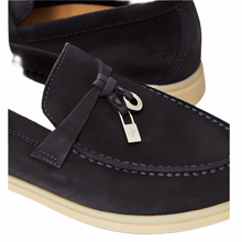 Loro Piana Summer Charms Walk Suede black Loafers - BEAUTY BAR