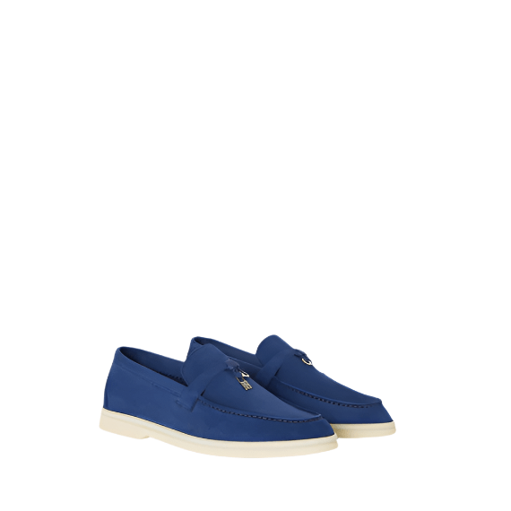 Loro Piana Summer Charms Walk Suede Blue Loafers - BEAUTY BAR