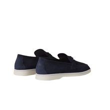Loro Piana Summer Charms Walk Suede Dark Blue Loafers - BEAUTY BAR