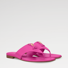Louis Vuitton Pink Mare Flat Thong With Gold-and-Leather LV Initials Accessory - BEAUTY BAR