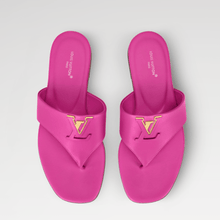 Louis Vuitton Pink Mare Flat Thong With Gold-and-Leather LV Initials Accessory - BEAUTY BAR