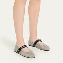 Miu Miu Aluminum Mesh Fabric Ballerinas