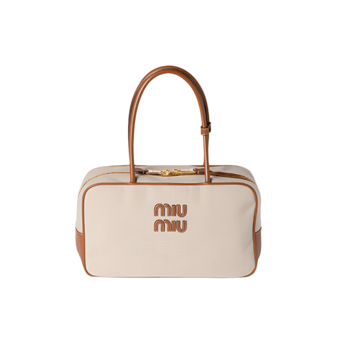 Miu Miu Beau Large Canvas and Leather Bag – Luxury Designer Tote for Women | Elegant Everyday Statement