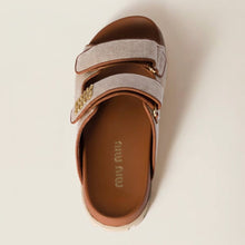 Miu Miu Embellished Canvas Slide Sandals - BEAUTY BAR
