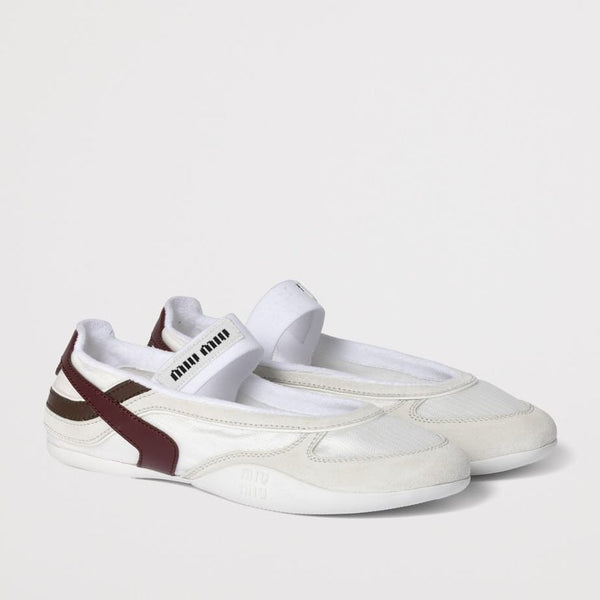 Miu Miu Fabric And Suede Gymnasium Ballet Flats