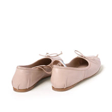 Miu Miu Logo Leather Ballet Flats In Beige