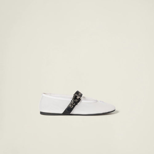 Miu Miu Mesh Fabric Ballerinas Whtie