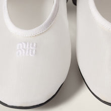 Miu Miu Mesh Fabric Ballerinas Whtie