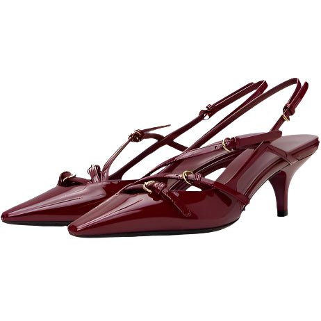 Miu Miu Patent Leather Slingback Pumps in Burgundy - BEAUTY BAR